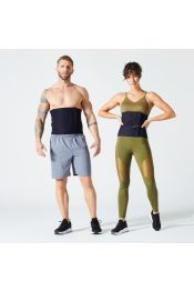 buikband zweetband voor fitness, zwart domyos